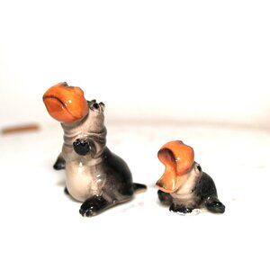Vintage Hagen Mama and baby Hippo ceramic figures